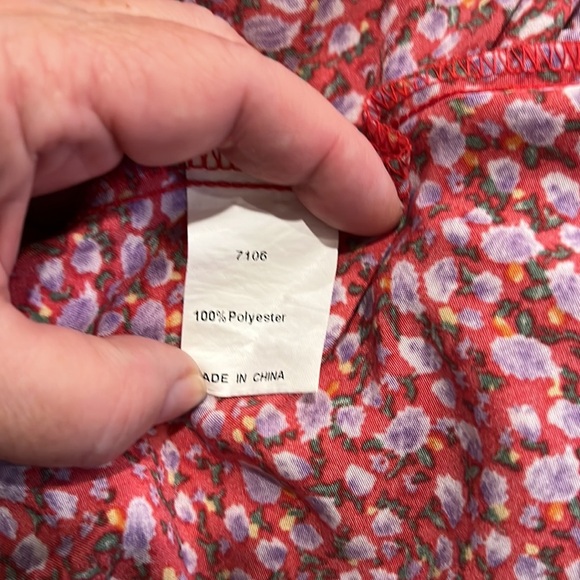 Fashion Floral Red Dress Tier Skirt Long Length Size XL - Picture 7 of 8